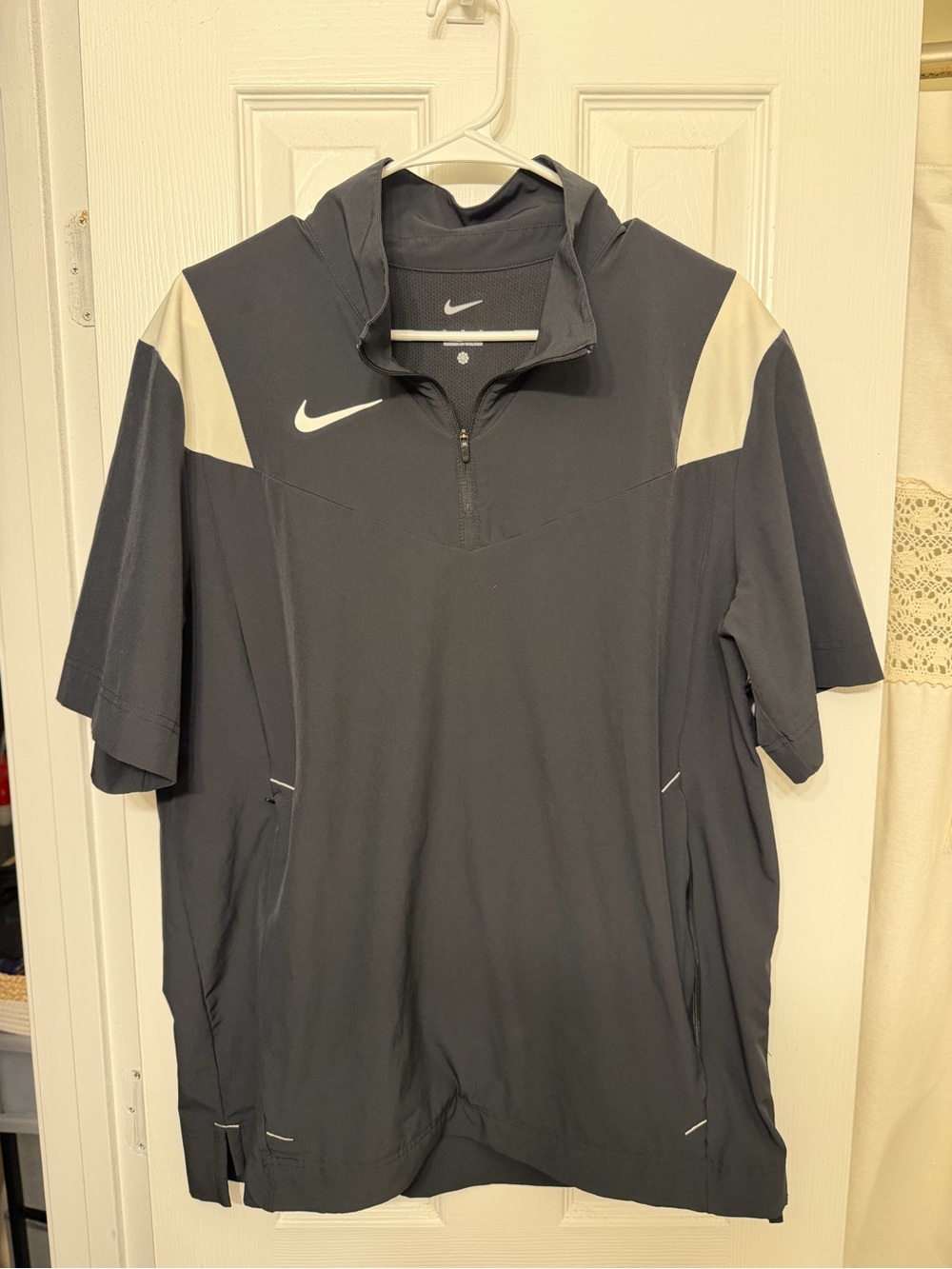 Nike Black Short-Sleeve Training Top with Cream Swoosh